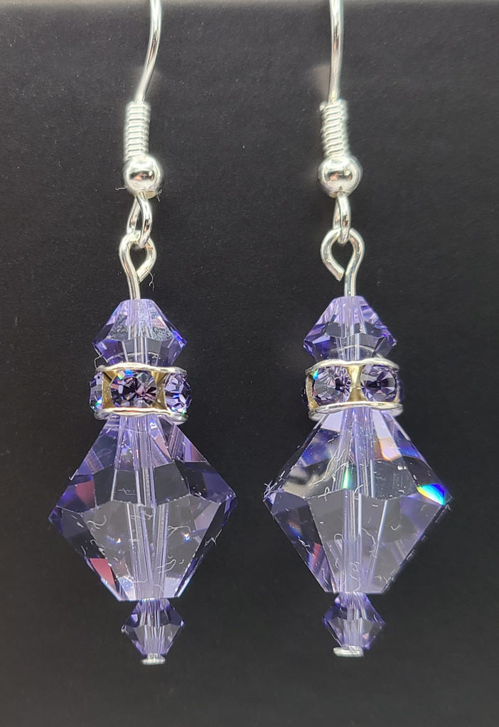 Earrings - Purple sparkling Swarovski on silver