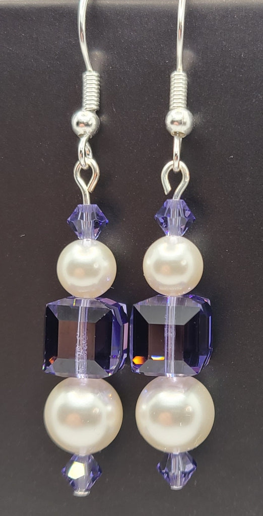 Earrings - Purple and pearls by Swarovski with silver