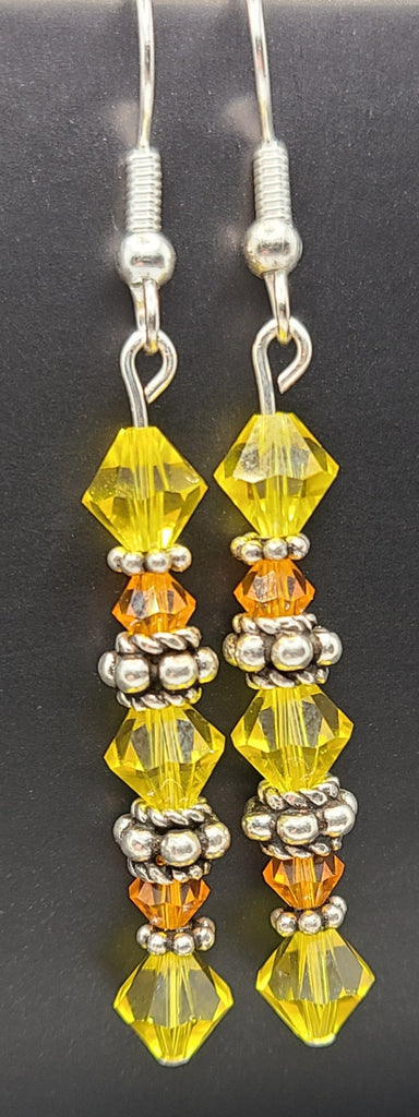 Earrings - Yellow and orange Swarovski crystals with bali silver